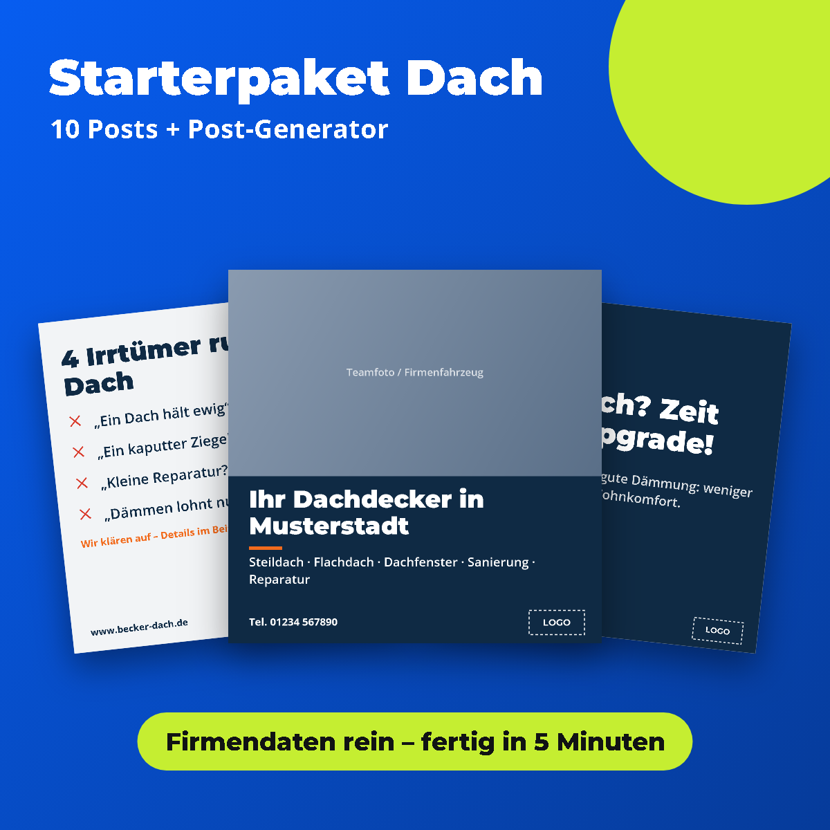 Vorschau: Starterpaket Dach: 10 Posts + Post-Generator