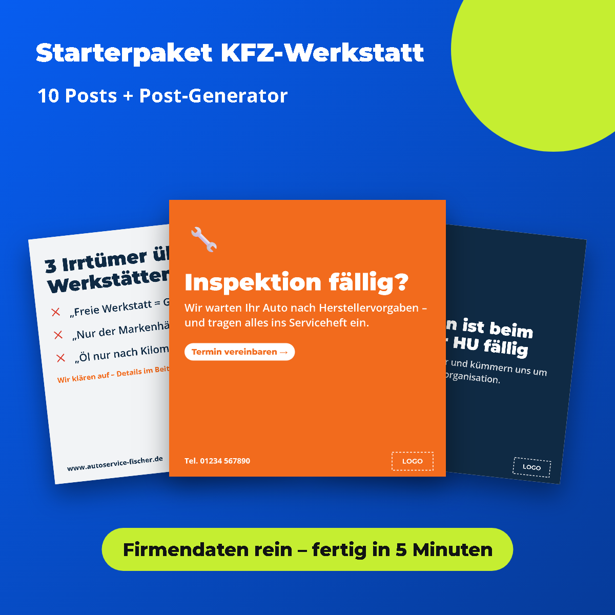 Vorschau: Starterpaket KFZ-Werkstatt: 10 Posts + Post-Generator