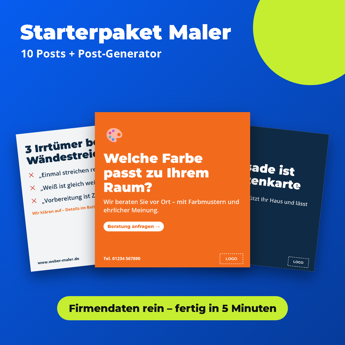 Vorschau: Starterpaket Maler: 10 Posts + Post-Generator